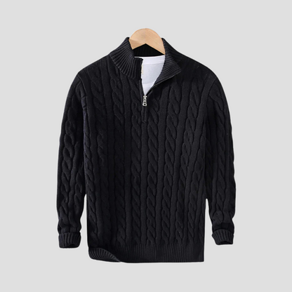 Thick Cable Knit Quarter Zip Sweater for Men