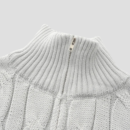 Thick Cable Knit Quarter Zip Sweater for Men