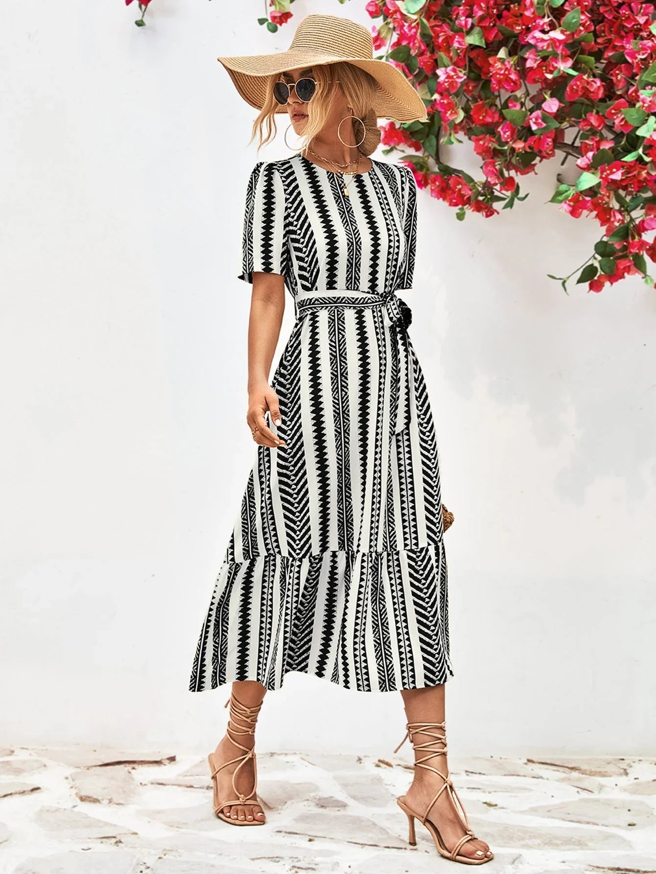 Meera Dress | Chic Striped Midi Dress