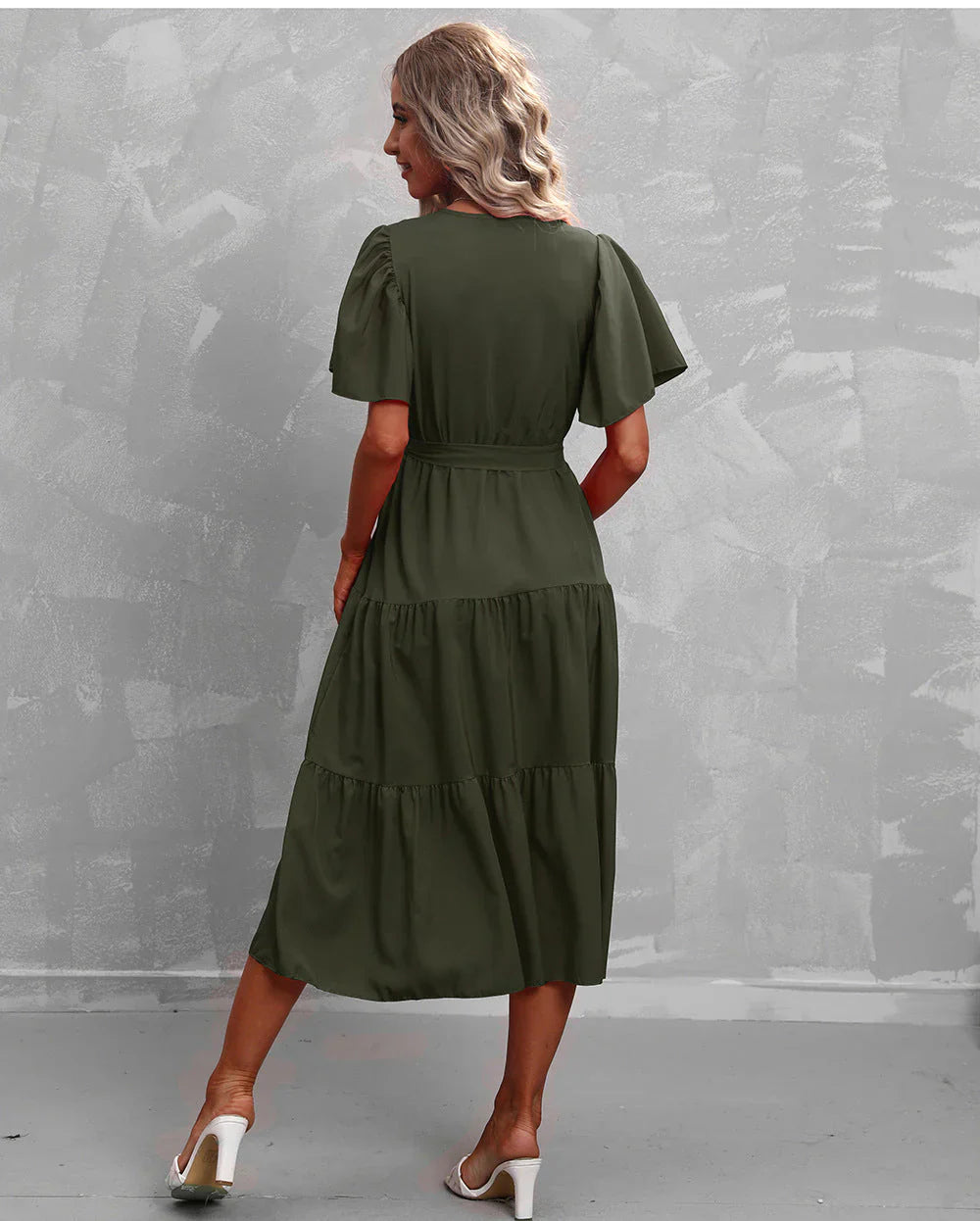 Mela Dress | Women's V Neck Swing Midi Dress