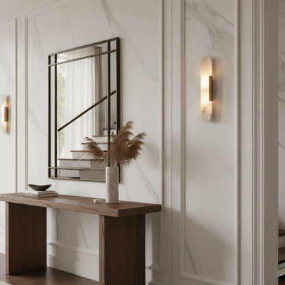 Elegant White Marble LED Wall Light 2 Pack