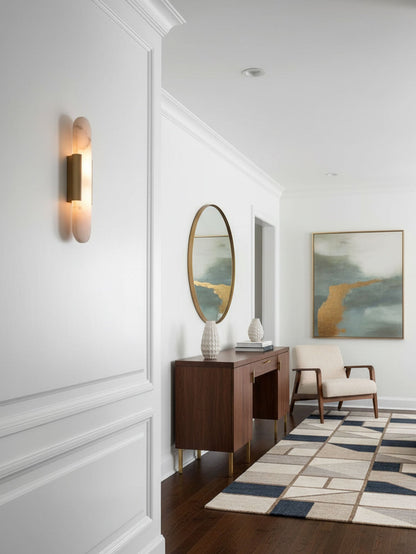 Elegant White Marble LED Wall Light 2 Pack