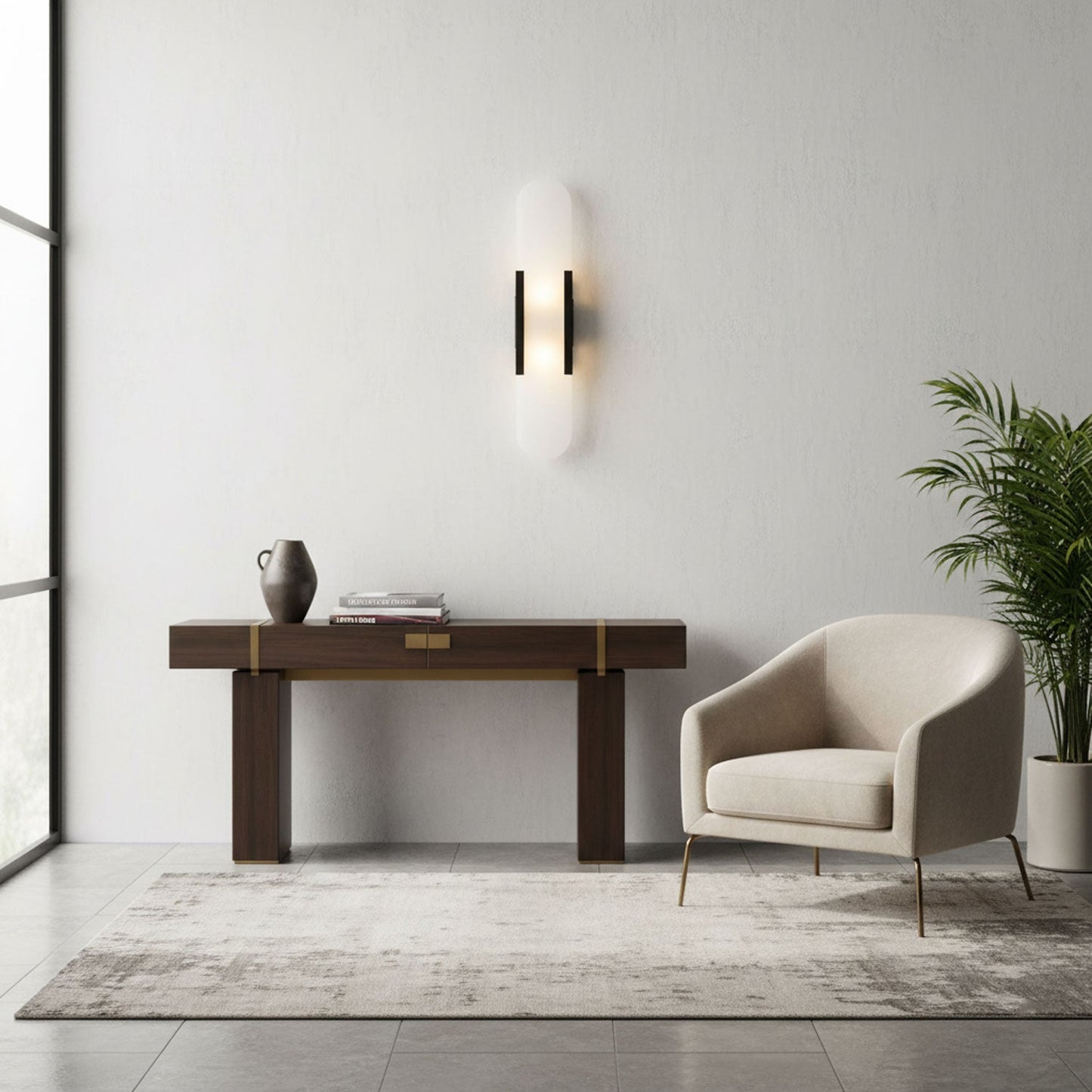 Elegant White Marble LED Wall Light 2 Pack