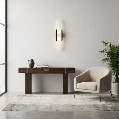 Elegant White Marble LED Wall Light 2 Pack