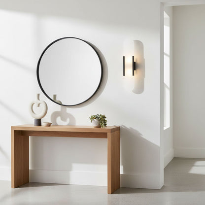Elegant White Marble LED Wall Light 2 Pack