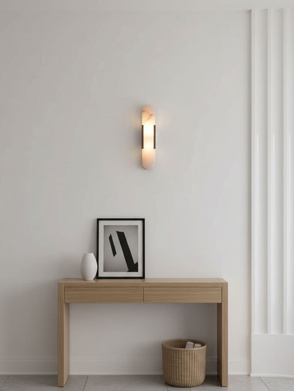 Elegant White Marble LED Wall Light 2 Pack