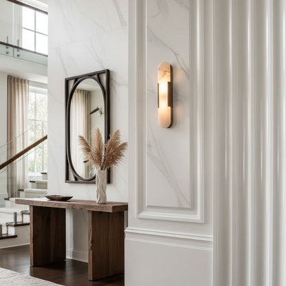 Elegant White Marble LED Wall Light 2 Pack