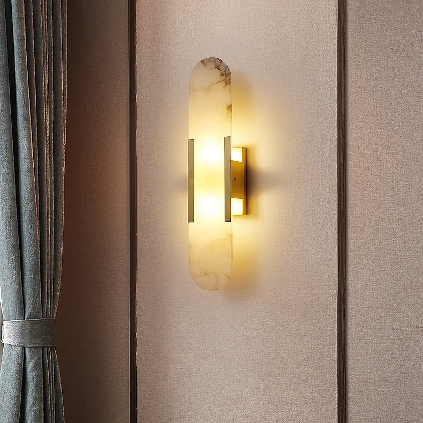 Elegant White Marble LED Wall Light 2 Pack