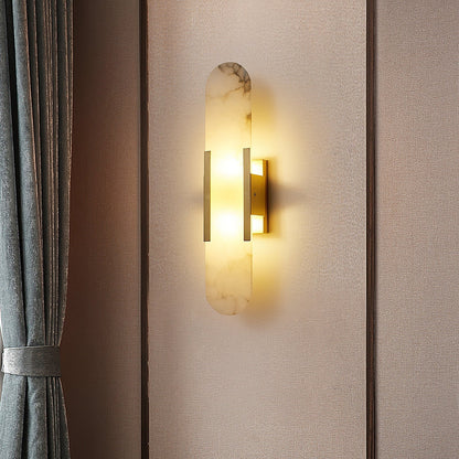 Elegant White Marble LED Wall Light 2 Pack