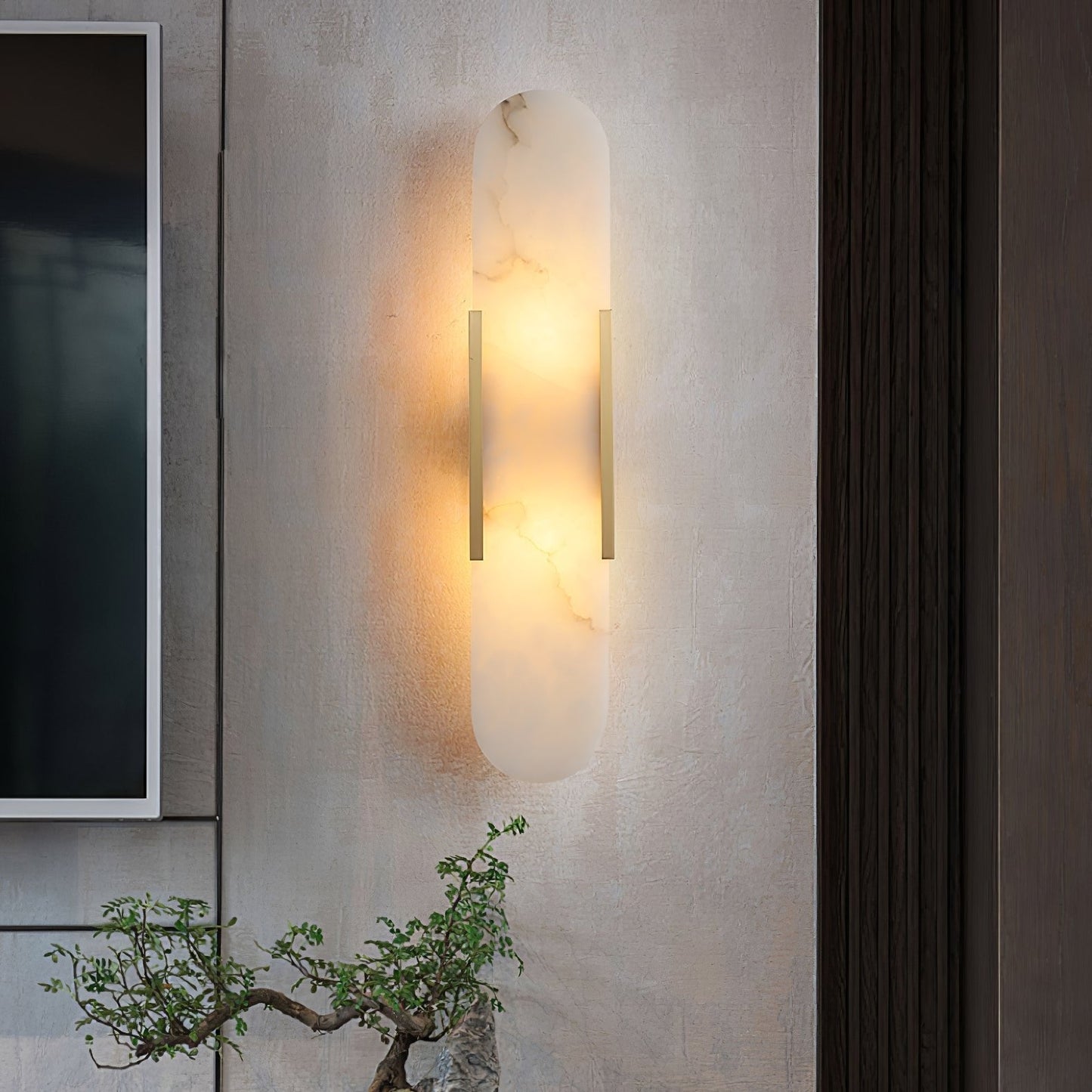 Elegant White Marble LED Wall Light 2 Pack