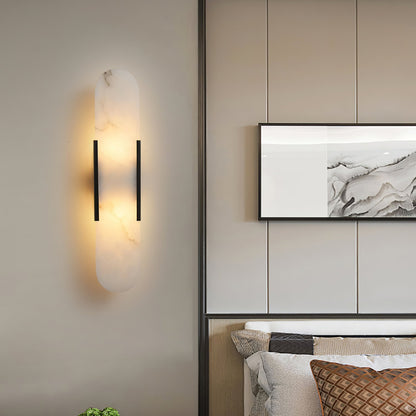 Elegant White Marble LED Wall Light 2 Pack