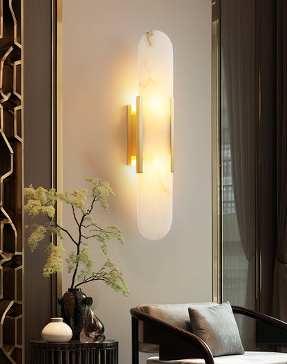 Elegant White Marble LED Wall Light 2 Pack