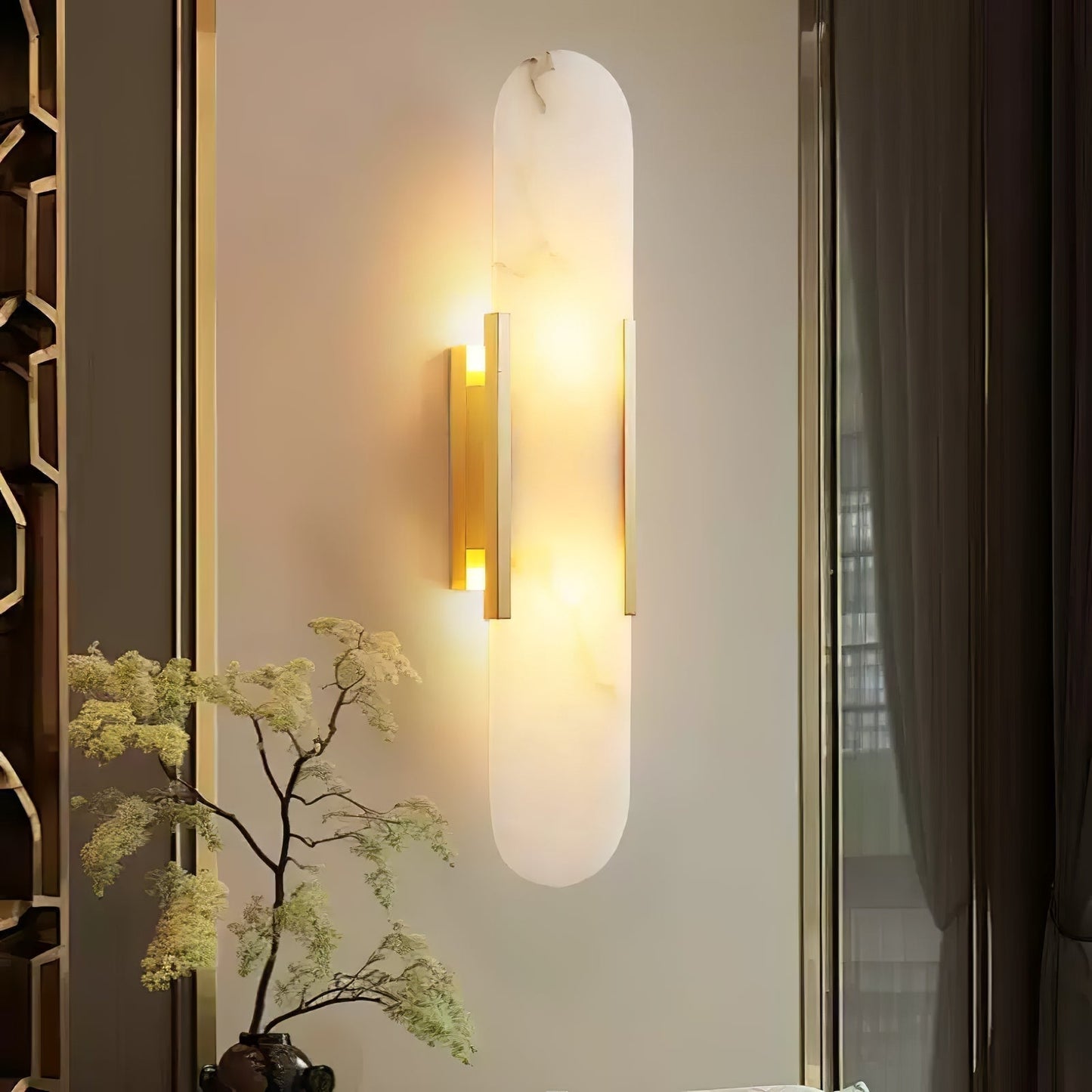 Elegant White Marble LED Wall Light 2 Pack