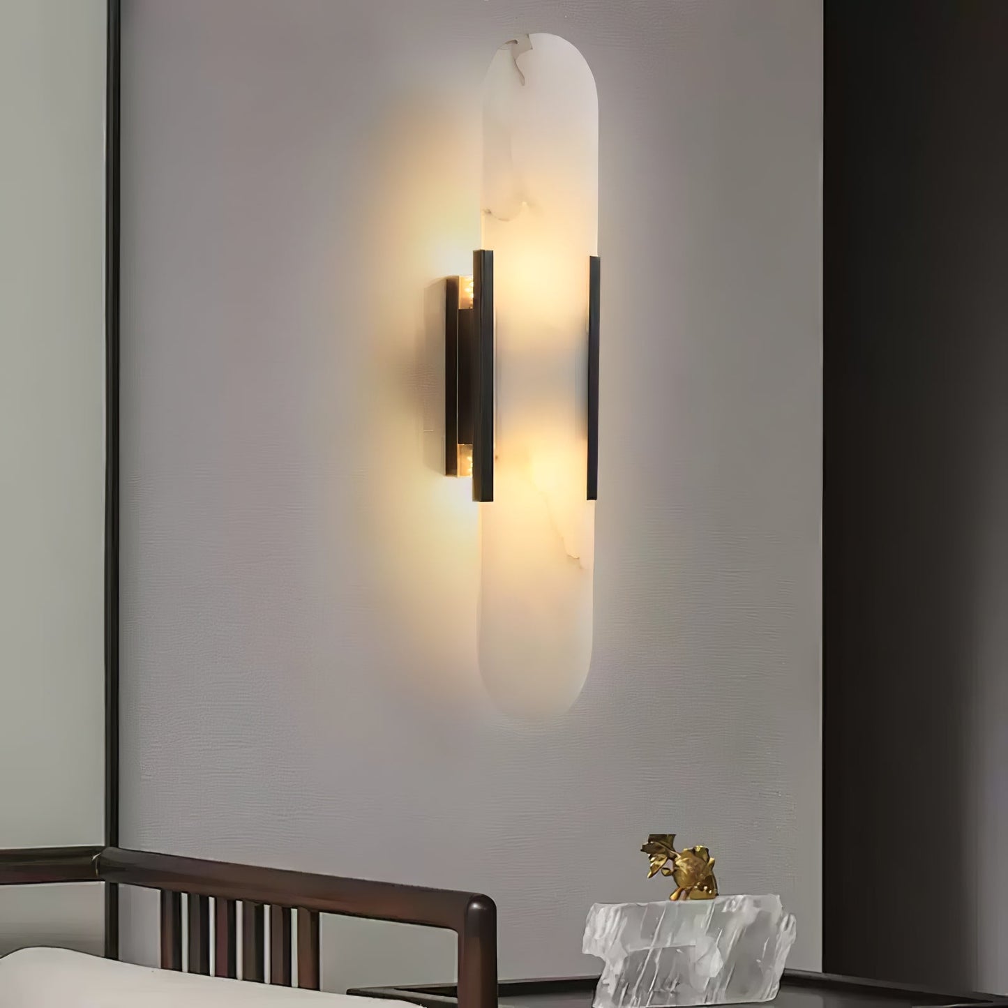 Elegant White Marble LED Wall Light 2 Pack