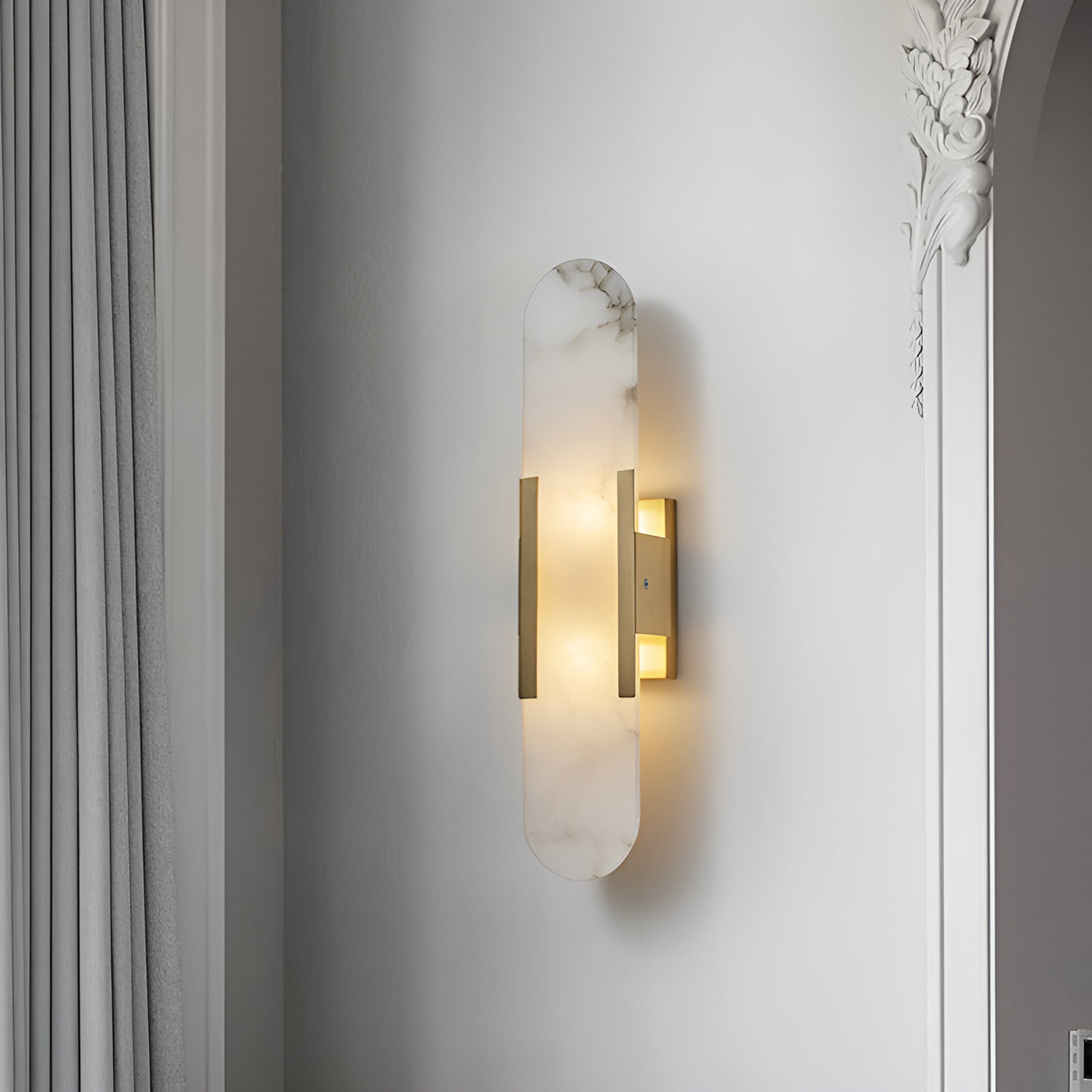 Elegant White Marble LED Wall Light 2 Pack