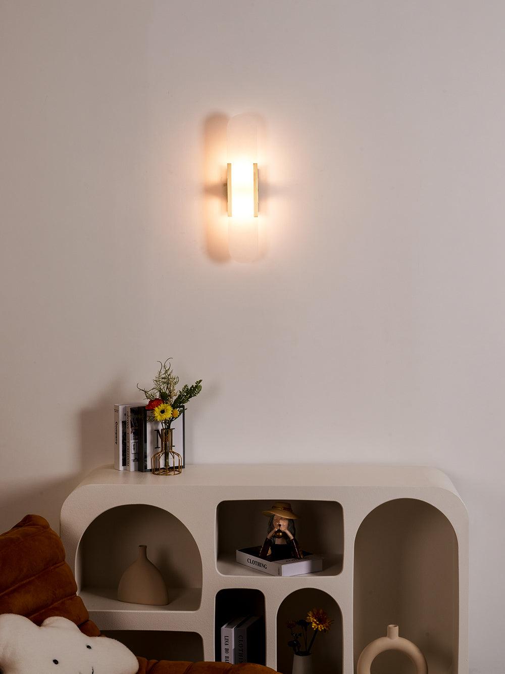 Elegant White Marble LED Wall Light 2 Pack