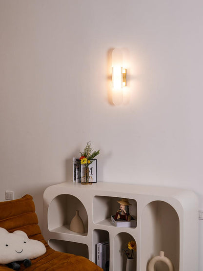 Elegant White Marble LED Wall Light 2 Pack