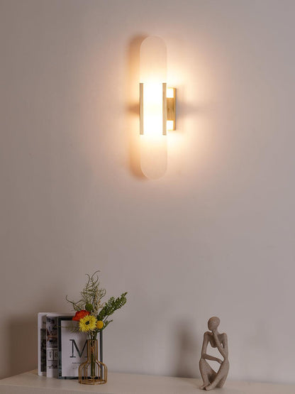 Elegant White Marble LED Wall Light 2 Pack