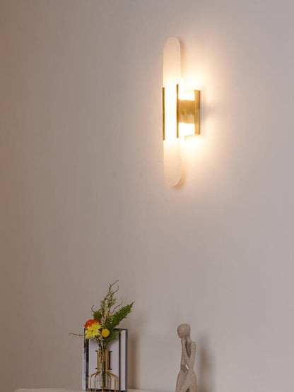 Elegant White Marble LED Wall Light 2 Pack