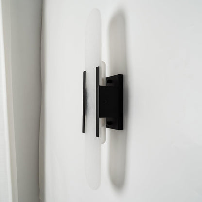 Elegant White Marble LED Wall Light 2 Pack