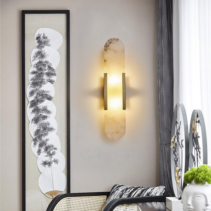 Elegant White Marble LED Wall Light 2 Pack