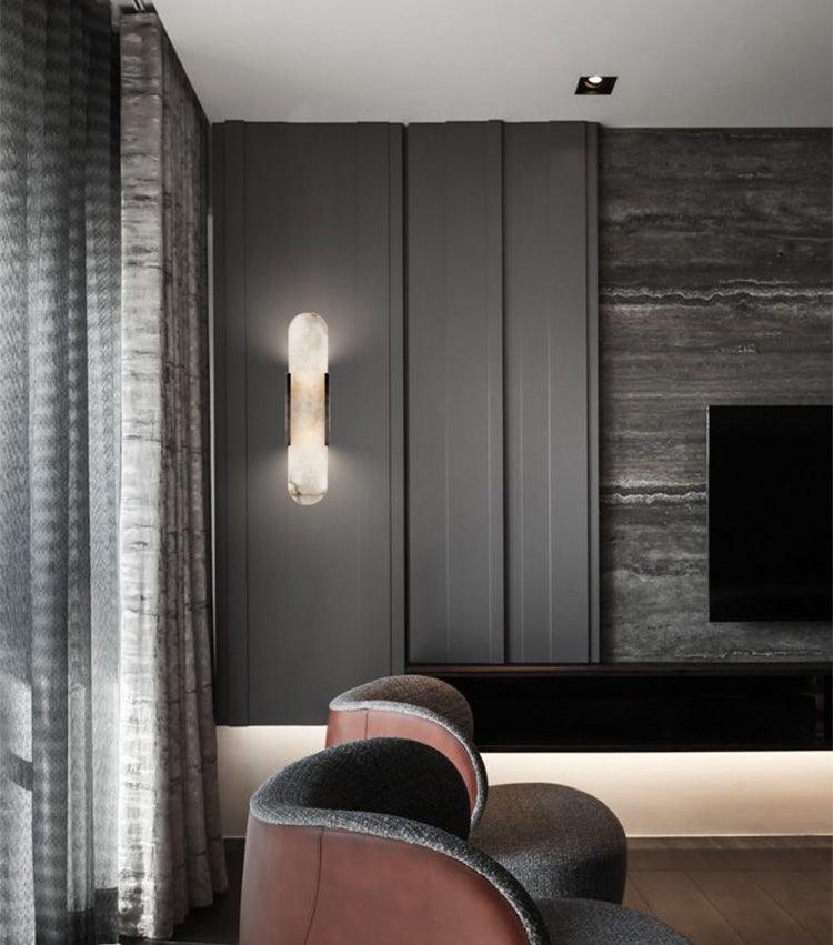 Elegant White Marble LED Wall Light 2 Pack