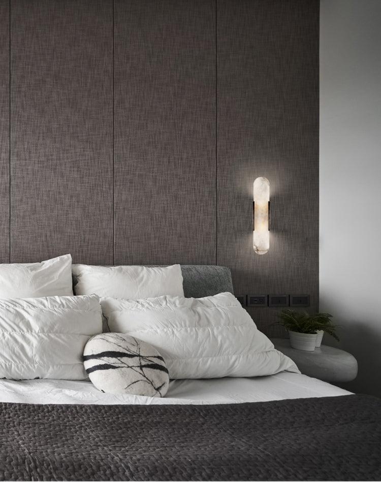 Elegant White Marble LED Wall Light 2 Pack