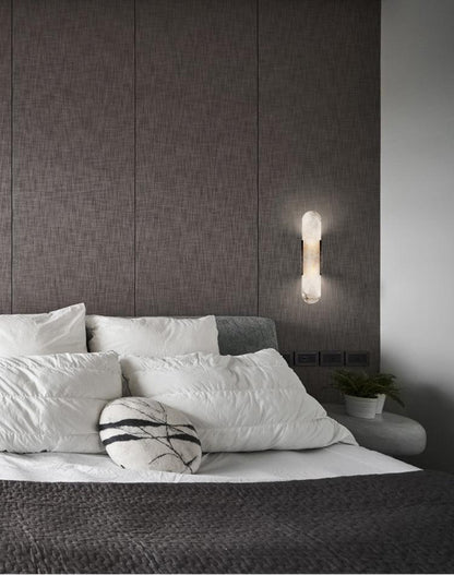 Elegant White Marble LED Wall Light 2 Pack