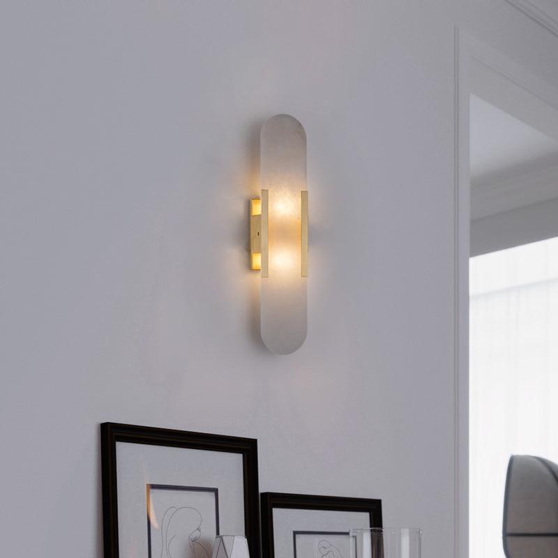 Elegant White Marble LED Wall Light 2 Pack