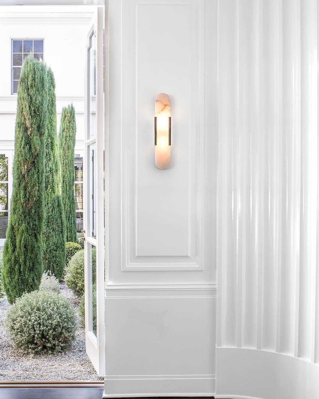 Elegant White Marble LED Wall Light 2 Pack