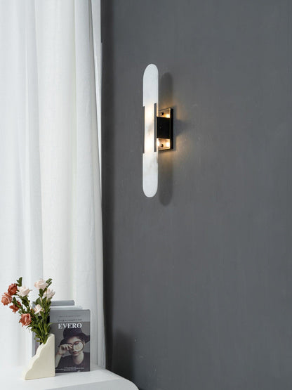 Elegant White Marble LED Wall Light 2 Pack