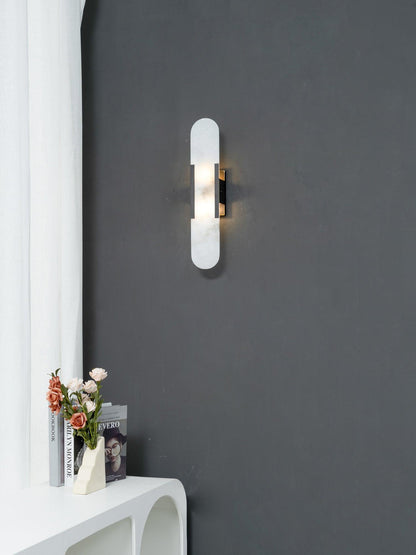 Elegant White Marble LED Wall Light 2 Pack