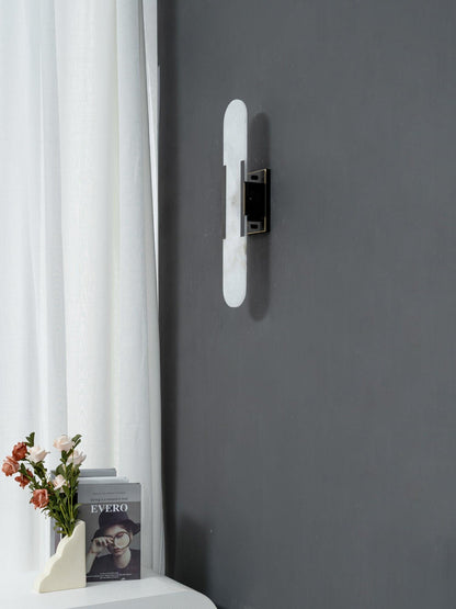 Elegant White Marble LED Wall Light 2 Pack