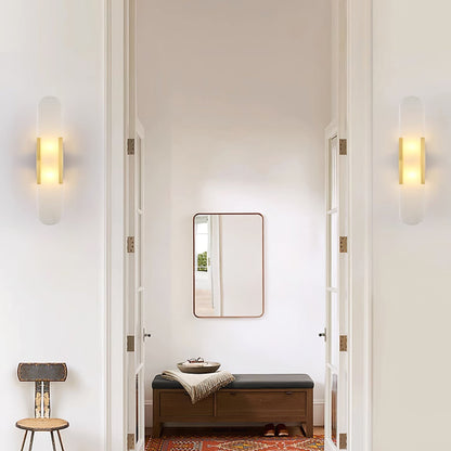 Elegant White Marble LED Wall Light 2 Pack