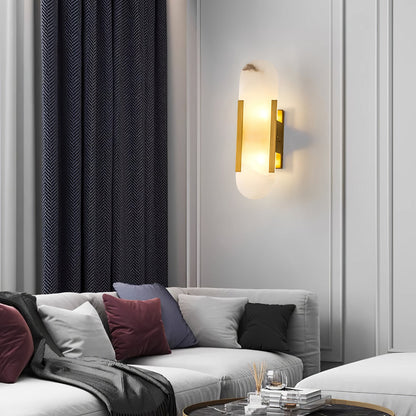 Elegant White Marble LED Wall Light 2 Pack