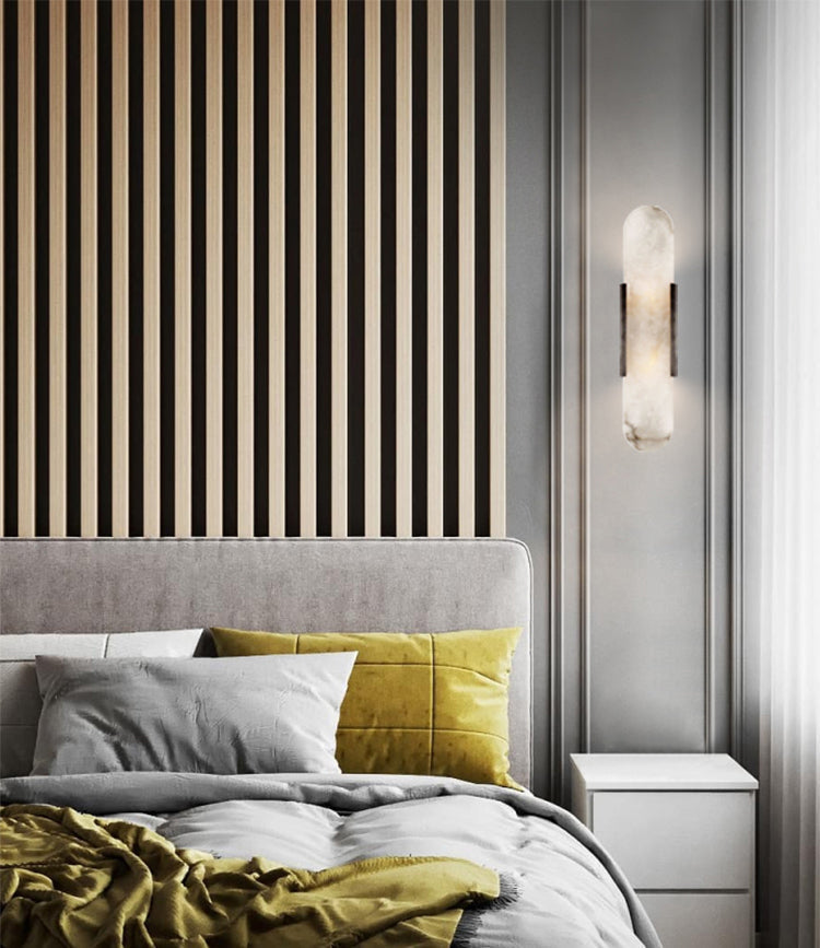Elegant White Marble LED Wall Light 2 Pack