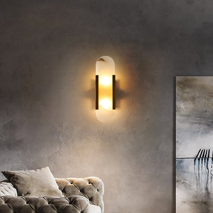 Elegant White Marble LED Wall Light 2 Pack