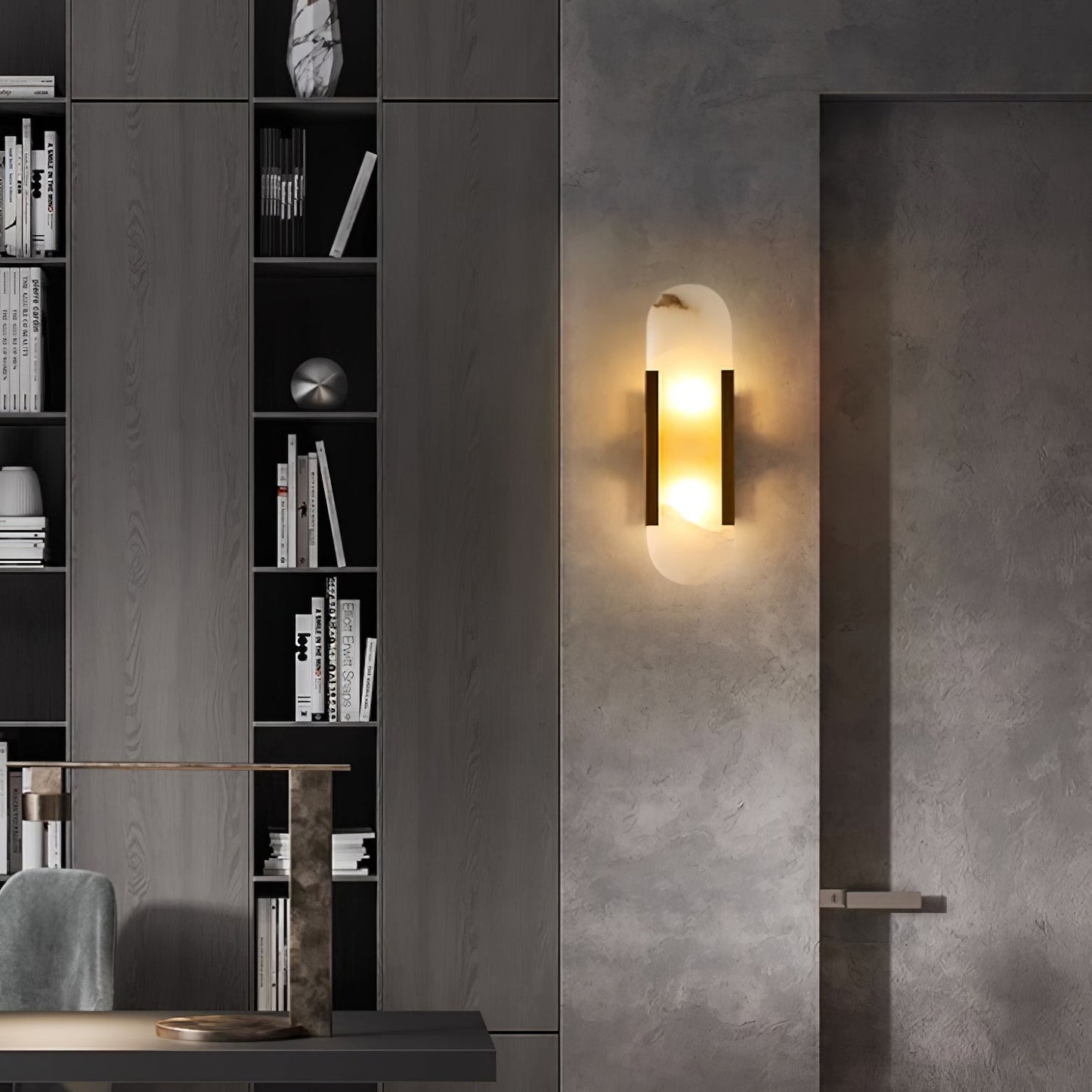 Elegant White Marble LED Wall Light 2 Pack
