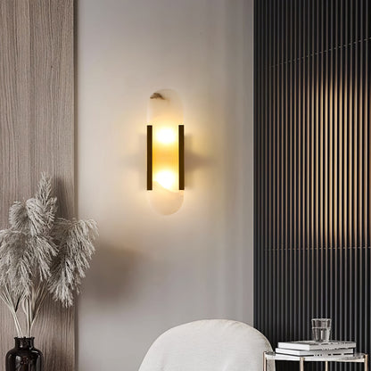 Elegant White Marble LED Wall Light 2 Pack
