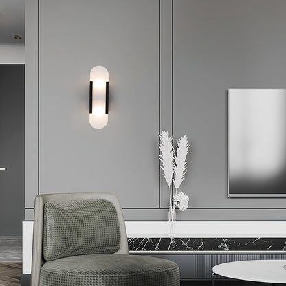 Elegant White Marble LED Wall Light 2 Pack