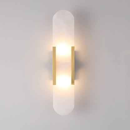 Elegant White Marble LED Wall Light 2 Pack