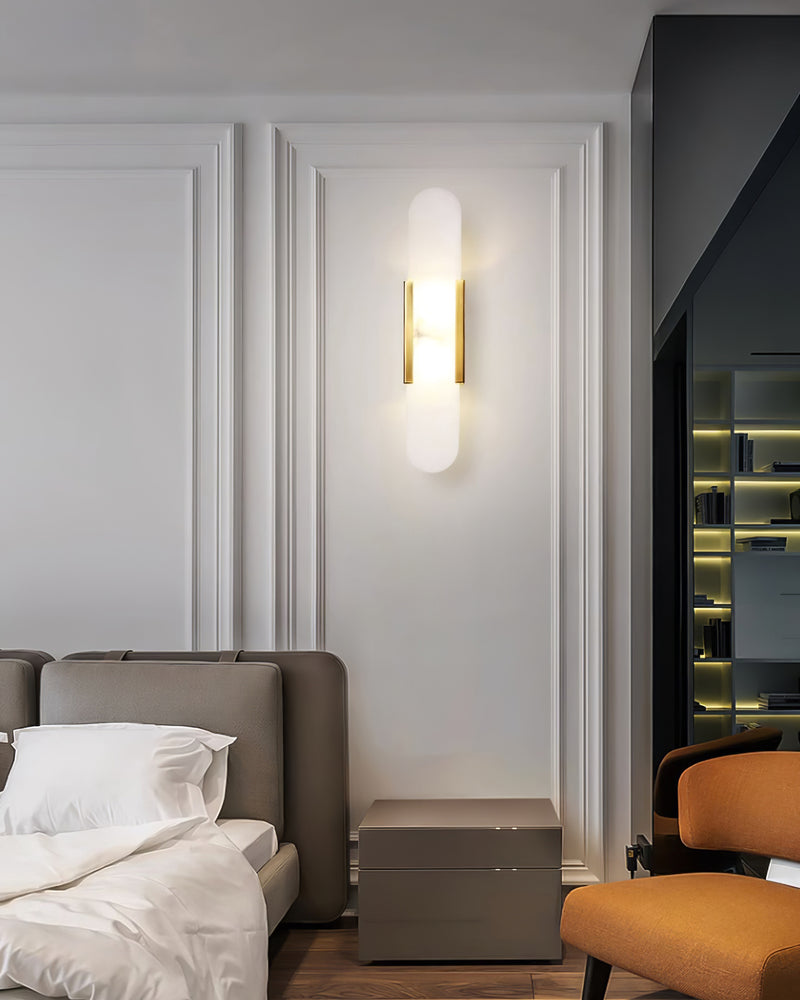Elegant White Marble LED Wall Light 2 Pack