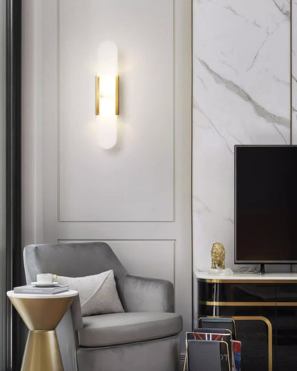 Elegant White Marble LED Wall Light 2 Pack