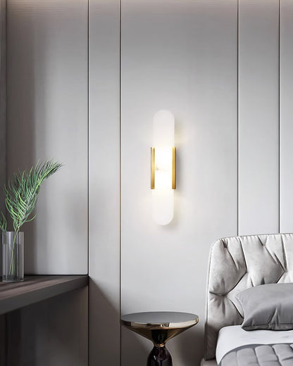Elegant White Marble LED Wall Light 2 Pack