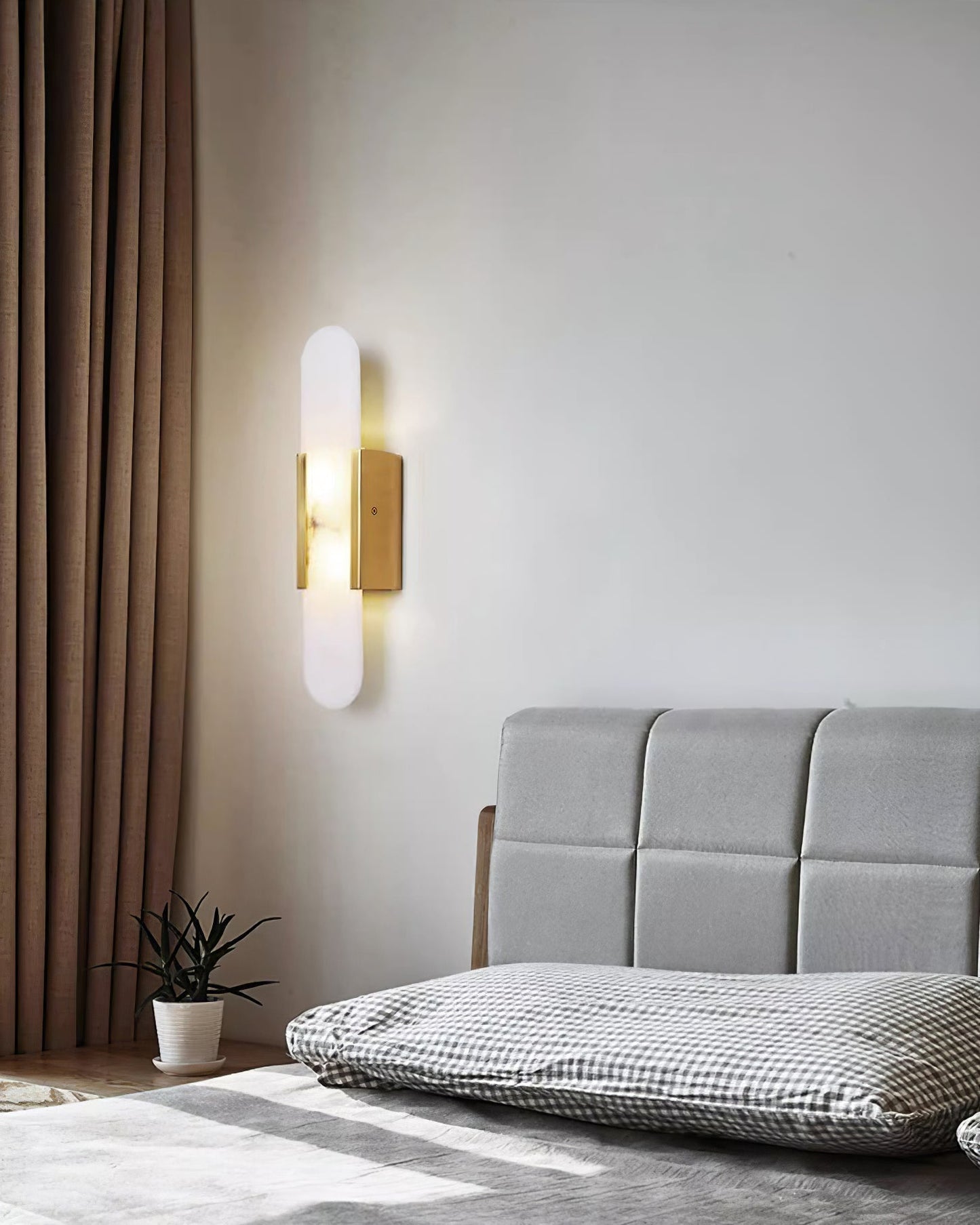 Elegant White Marble LED Wall Light 2 Pack