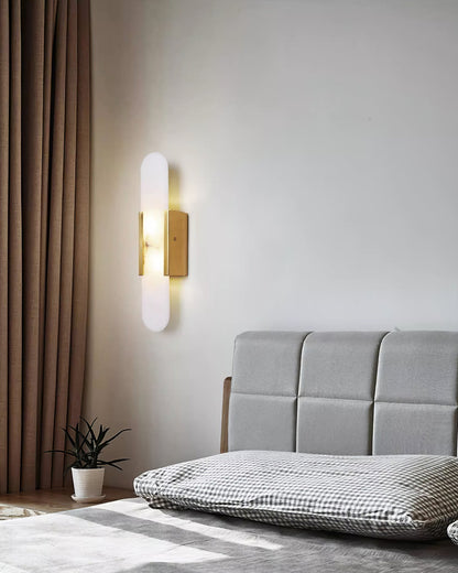 Elegant White Marble LED Wall Light 2 Pack