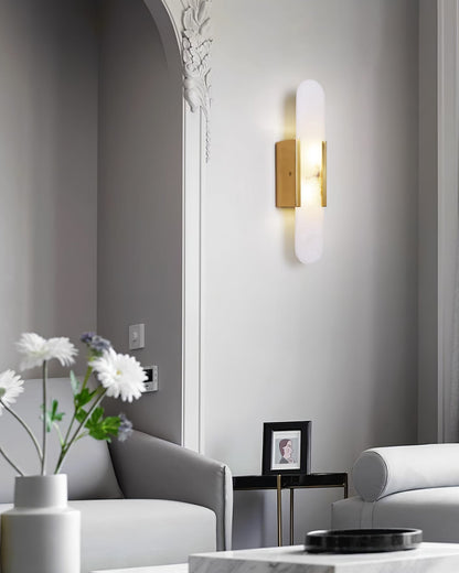 Elegant White Marble LED Wall Light 2 Pack