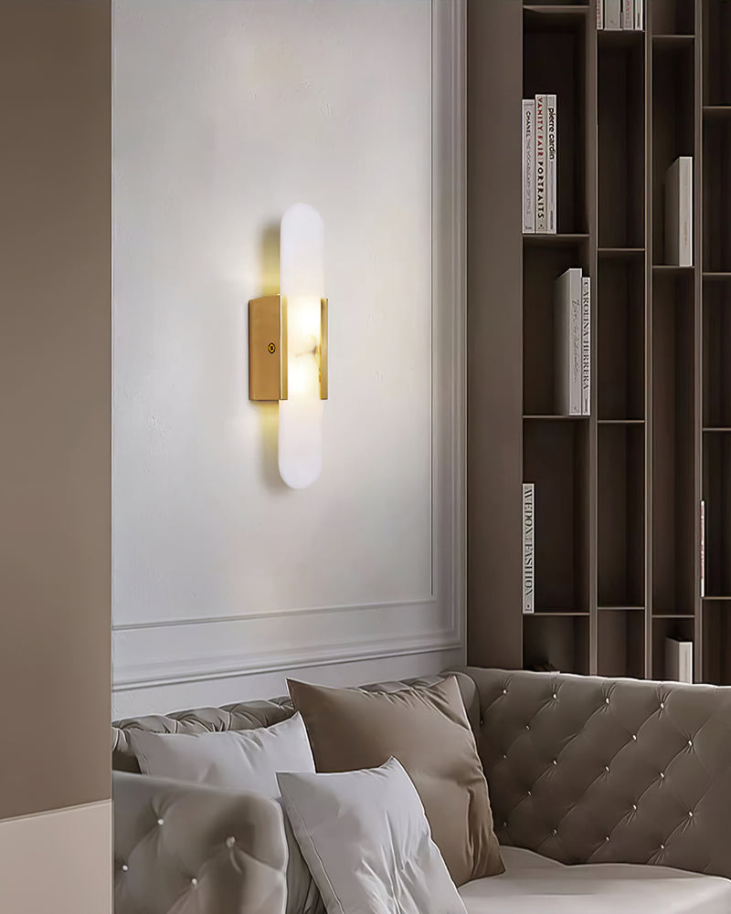 Elegant White Marble LED Wall Light 2 Pack