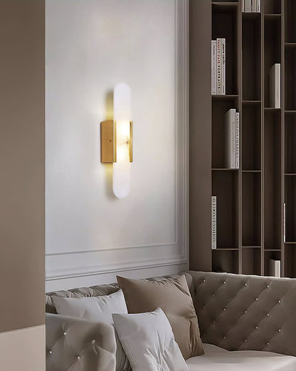 Elegant White Marble LED Wall Light 2 Pack