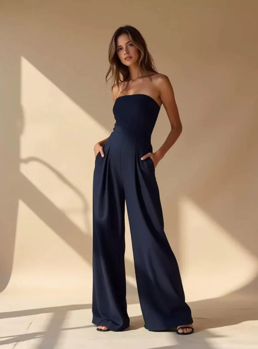 Women's Strapless Jumpsuit Minimalist Elegant Design - OutfitLondon